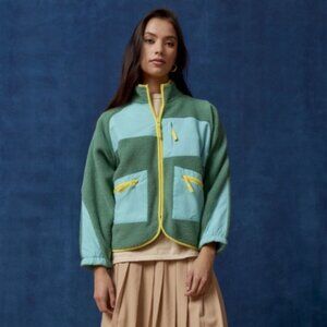 BDG Green Sherpa Fleece Zip up L